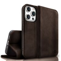NALIA Genuine Leather Flipcase compatible with iPhone 15 Pro Max Case, Handmade 100% Cowhide Leather RFID Protection Cover, Stand Function Card Slots, Premium Shockproof Flip Wa...