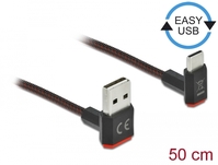 EASY-USB 2.0 Kabel Typ-A Stecker zu USB Type-C™ Stecker gewinkelt oben / unten 0,5 m schwarz, Delock