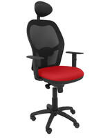 Silla Operativa de oficina Jorquera malla negra asiento bali rojo con cabecero fijo