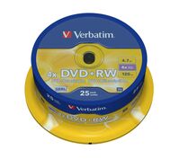 DVD+RW 4X, 4.7GB Branded, Matt Silver,25 Pack,