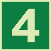 Etagenkennzeichnung - 4, Grün, 15 x 15 cm, Folie, Selbstklebend, Xtra-Glo