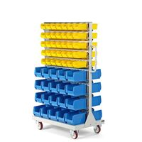 Mobile rack with open fronted storage bins