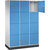 Armario de compartimentos bajo llave de acero INTRO, altura de compartimento 435 mm, A x P 1220 x 500 mm, 12 compartimentos, cuerpo gris luminoso, puertas en azul luminoso.