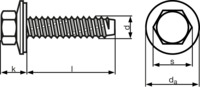 Fassadenbauschrauben mit Zapfen, m. SHB-Dicht 16 mm, ST, 6,3x65, ST, verzinkt, s