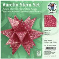 Faltblätter Aurelio Stern Antares 110g/qm 15x15cm 33 Blatt gold/rot
