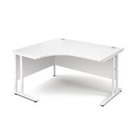 Traditional ergonomic desks - delivered and installed - white frame, white top, left hand, 1400mm