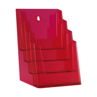 4-Section Leaflet Holder A5 / Tabletop Leaflet Stand / Leaflet Stand / Leaflet Display | neon red