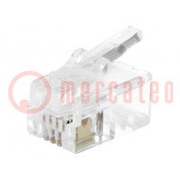 Connector: RJ11; plug; PIN: 4; Layout: 4p4c; for cable; IDC,crimped