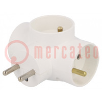 Connector: AC supply; splitter; 2P+PE; white; Output: 3x socket