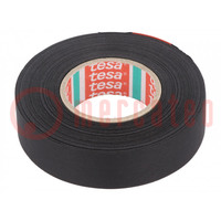 Tape: textiel; W: 19mm; L: 25m; Thk: 160um; Automotive; rubber; zwart