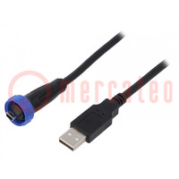 Adapter cable; USB A plug,USB B mini plug (sealed); 4.5m; IP68