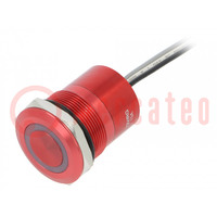 Schakelaar: capacitief; pos: 2; SPST-NO; 0,01A/12VDC; IP68; rood