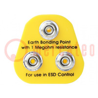 Earthing plug; ESD; 1MΩ; Plug: EU; press stud male 10mm x3