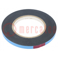 Tape: fixing; W: 9mm; L: 10m; Thk: 0.8mm; two-sided adhesive; acrylic
