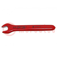 Wrench; insulated,single sided,spanner; 15mm