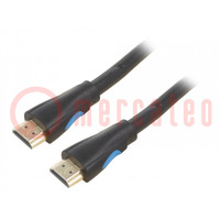 Kábel; HDMI 2.0; HDMI dugó,kétoldalas; PVC; Hossz: 1m; fekete