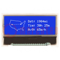 Pantalla: LCD; gráfico; 128x32; COG,STN Negative; azul; LED; PIN: 17