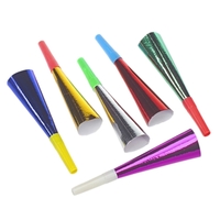 6 Trompeten 18 cm farbig sortiert "Metallic". Material: Papier. Farbe: farbig sortiert