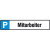 Parkplatzschild Symbol: P, Text: Mitarbeiter, Alu geprägt, Größe 52x11 cm