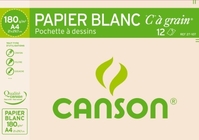CANSON - POCHETTE DE 12 FEUILLES DE PAPIER DESSIN C A GRAIN 180G - A4 27107