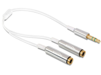 DeLOCK 65355 kabel audio 0,25 m 3.5mm 2 x 3.5mm Srebrny, Biały