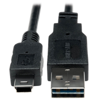 Tripp Lite UR030-001 Cable Adaptador Convertidor USB 2.0 de Alta Velocidad Universal Reversible (Reversible A a Mini B de 5 Pines M/M), 0.31 m [1 pie]