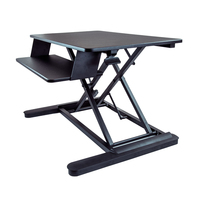 StarTech.com Sit Stand Desk Converter with Keyboard Tray - Large 35” x 21" Surface - Height Adjustable Ergonomic Desktop/Tabletop Standing Workstation - Holds 2 Monitors - Pre-A...