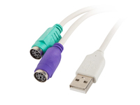 Lanberg AD-0025-W PS/2 cable 2x 6-p Mini-DIN USB A Green, Purple, White
