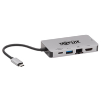 Tripp Lite U442-DOCK6-GY Estación de Conexión USB C, Doble Pantalla - 4K HDMI, VGA, USB 3.2 Gen 1, Hub USB A/C, GbE, Carga PD de 100W, Gris