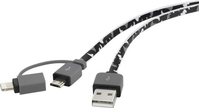 Renkforce RF-4145364 USB kábel 0,2 M USB 2.0 USB A Micro-USB B/Lightning Terepszínű