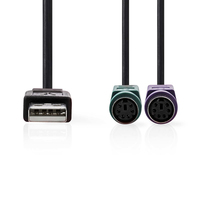 Nedis CCGB60830BK03 câble PS/2 0,3 m USB A 5-p DIN Noir