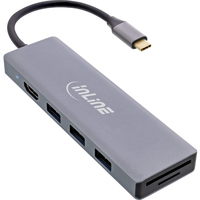 InLine 33271O laptop dock & poortreplicator USB 3.2 Gen 1 (3.1 Gen 1) Type-C Grijs