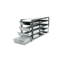 Rack con bandejas extraibles de acero inox. para 4 x 4 cajas de altura 50 mm