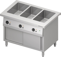 Bain-Marie-Station "Free Flow" 3x GN1/1-Becken, mit Schiebetüren, 1132x750x880