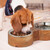 Relaxdays Hundenapfbar, für Hunde, 2 Edelstahlnäpfe, je 1 l Volumen, HxBxT: 8 x 39,5 x 18 cm, Trinknapf, natur/silber