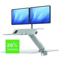 Fellowes Lotus Sit Stand Work Station Dual Screen White 8081601