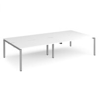 Adapt double back to back desks 3200mm x 1600mm - silver frame and white top