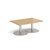 Monza rectangular coffee table with flat round brushed steel bases 1200mm x 800m