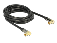 Antennenkabel IEC Stecker gewinkelt an IEC Buchse gewinkelt RG-6/U 3 m schwarz, Delock® [88916]