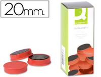 Imanes para Sujecion Q-Connect Ideal para Pizarras Magneticas20 mm Rojo -Caja de 10 Imanes