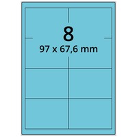 Universaletiketten 97 x 67,6 mm, 800 Haftetiketten blau auf DIN A4 Bogen, Papier permanent