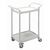 Two tier plastic utility tray trolleys with open sides and ends with 2 white mini size shelves