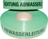 Trassenwarnband Aufdruck Achtung Abwasserleitung B.40mm L.250m grün