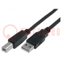 Cable; USB 2.0; USB A plug,USB B plug; nickel plated; 1.8m; black