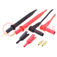 Test leads; Inom: 10A; probe tip,banana plug 4mm; red and black