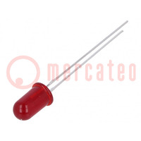 LED; 5mm; red; 1.3÷3mcd; 65°; Front: convex; 1.6÷1.8V; No.of term: 2