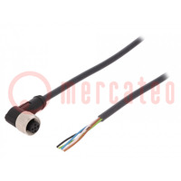 Cable de conexión; M12; PIN: 5; angular; 2m; enchufe; 60VAC; 4A; PUR