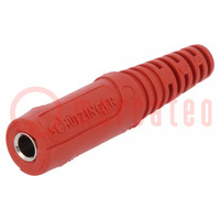 Socket; 4mm banana; 10A; 70VDC; red; nickel plated; on cable; Ø: 2mm