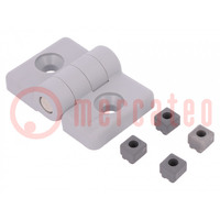 Hinge; Width: 30mm; technopolymer PA; grey; H: 36mm; for profiles