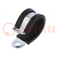 Fixing clamp; ØBundle : 18mm; W: 12mm; steel; Cover material: EPDM